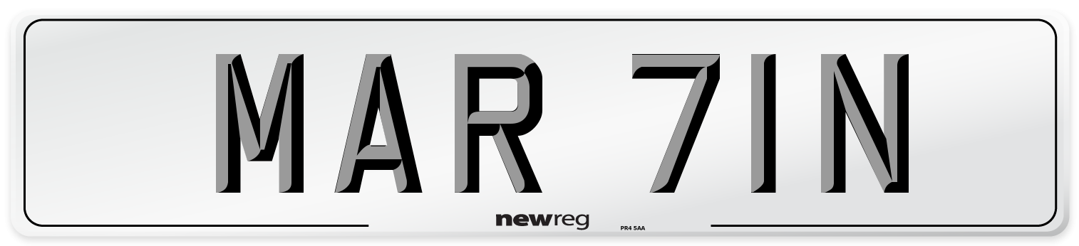 MAR 71N Number Plate from New Reg